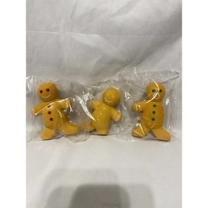 Oriental Trading CO Lot Of 3 Gingerbread Rubber Or Foam Squish Figures 3.5”